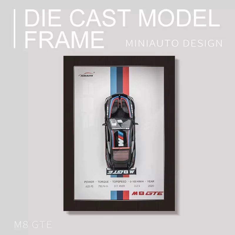 1:32 Photo Frame Version Alloy Metal Sports Car Model Simulation Racing Car Model 3D Hanging Painting Kids Toys Gifts Decoration