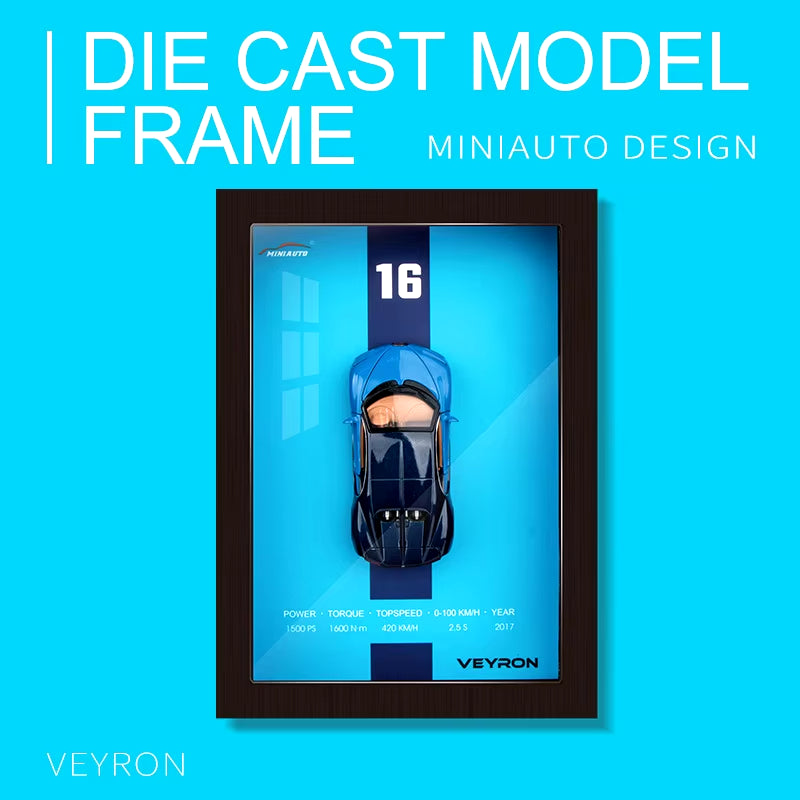 1:32 Photo Frame Version Alloy Metal Sports Car Model Simulation Racing Car Model 3D Hanging Painting Kids Toys Gifts Decoration