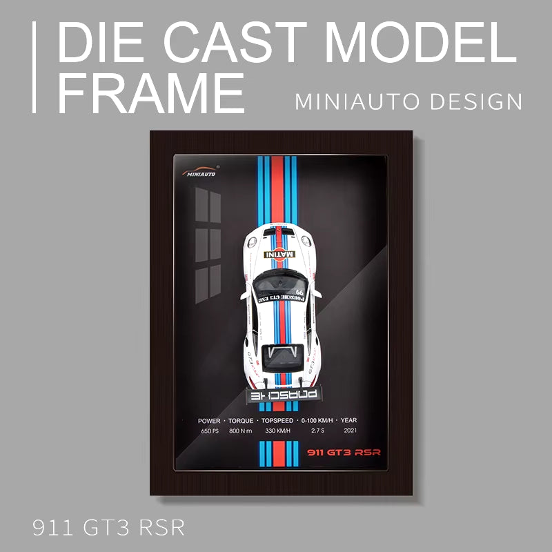 1:32 Photo Frame Version Alloy Metal Sports Car Model Simulation Racing Car Model 3D Hanging Painting Kids Toys Gifts Decoration